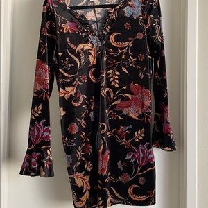 Black floral velvet dress